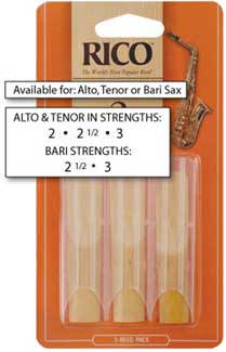 Bari Sax Reed  - Rico #3 - 3pk - RLA0330