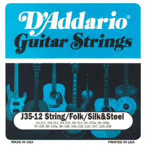 D'Addario J35 12-String Folk Silk and Steel Acoustic Guitar Strings